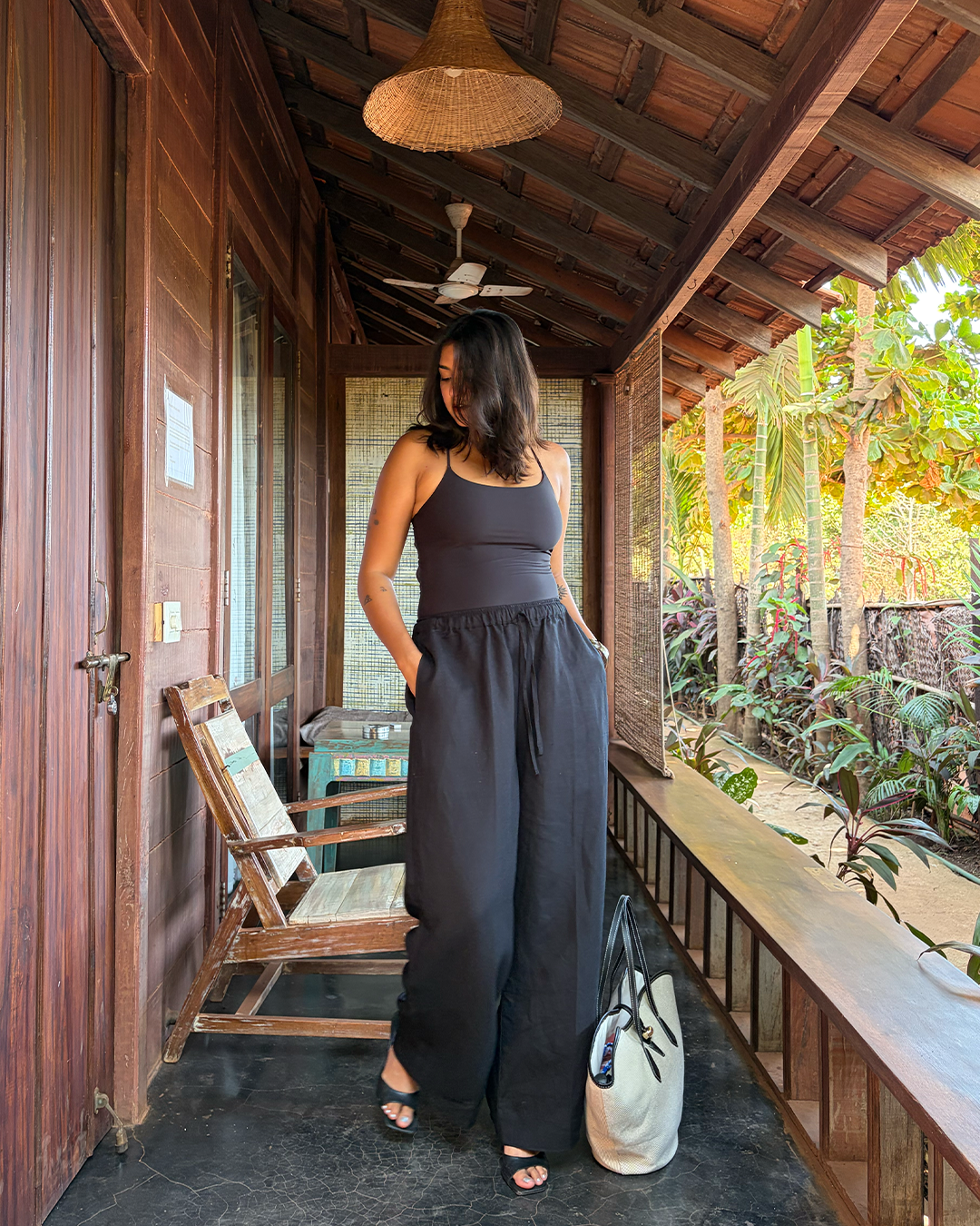 Black Linen Lobby Pants