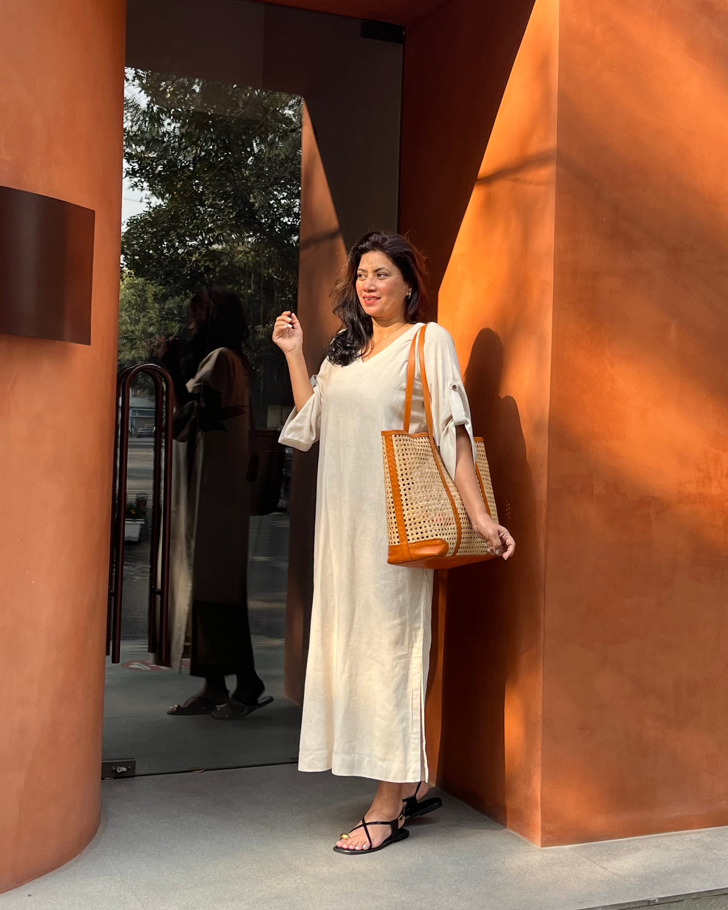 Beige Linen Breeze Dress