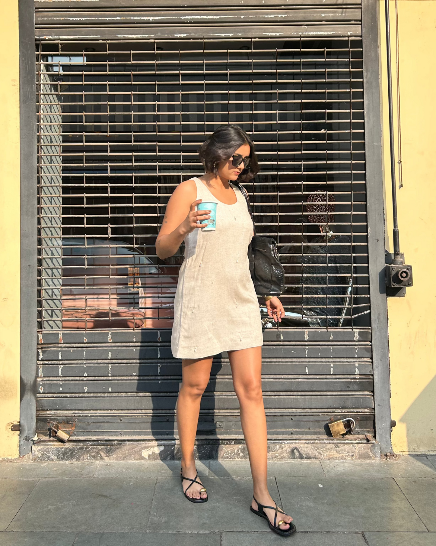 Serene Beaded Linen Dress