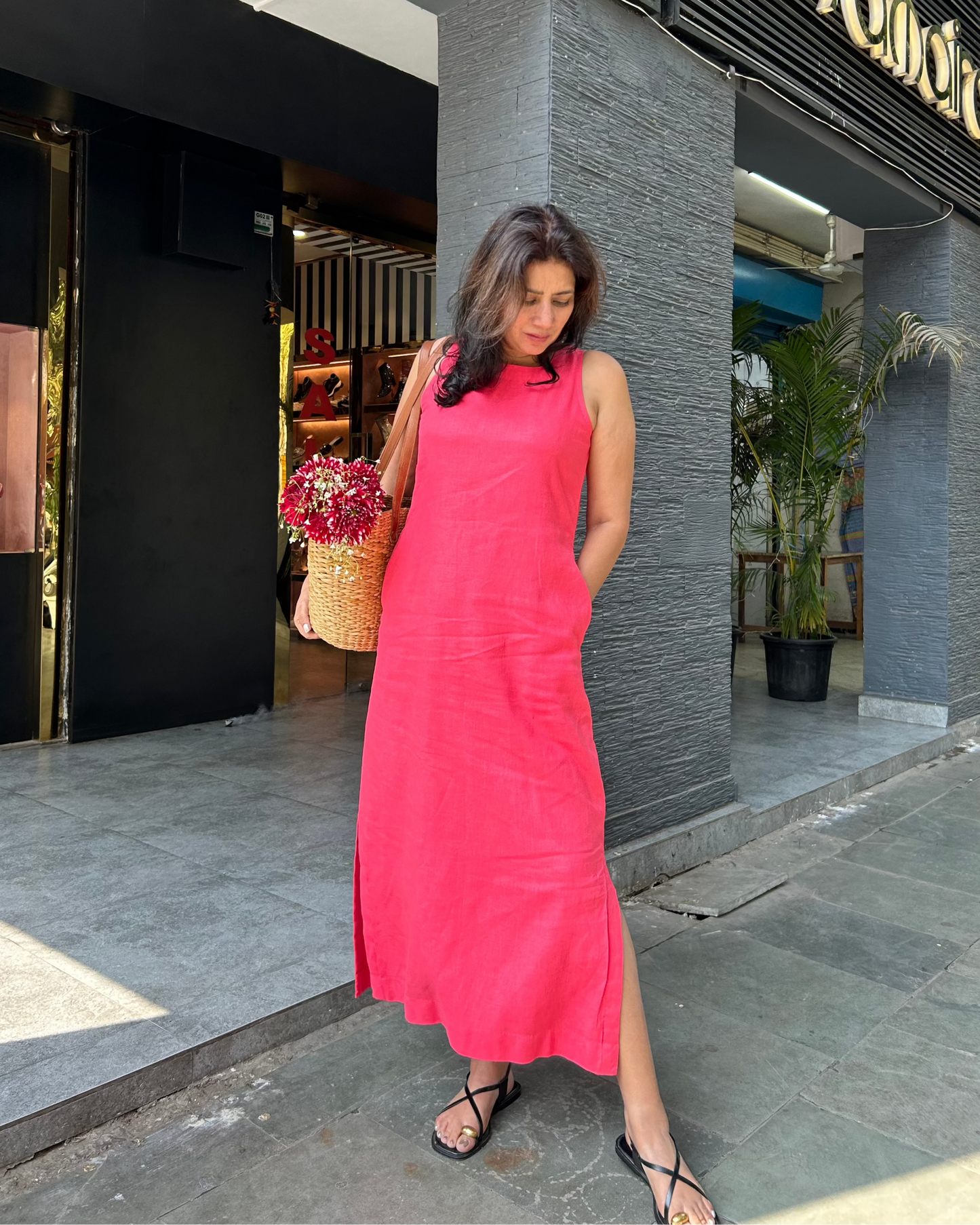 Fuchsia Pink Linen Dress
