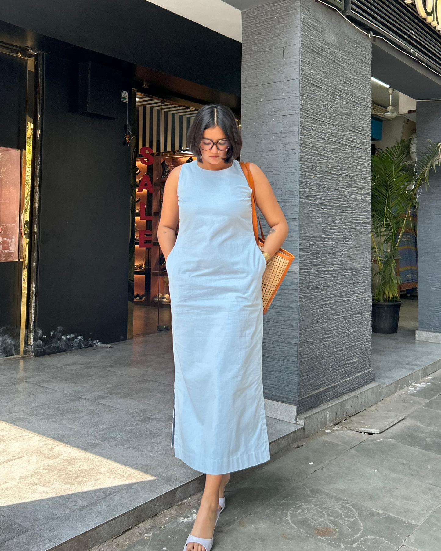 Powder Blue Linen Dress