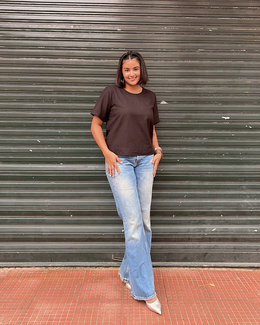 Black Cotton Linen T-shirt