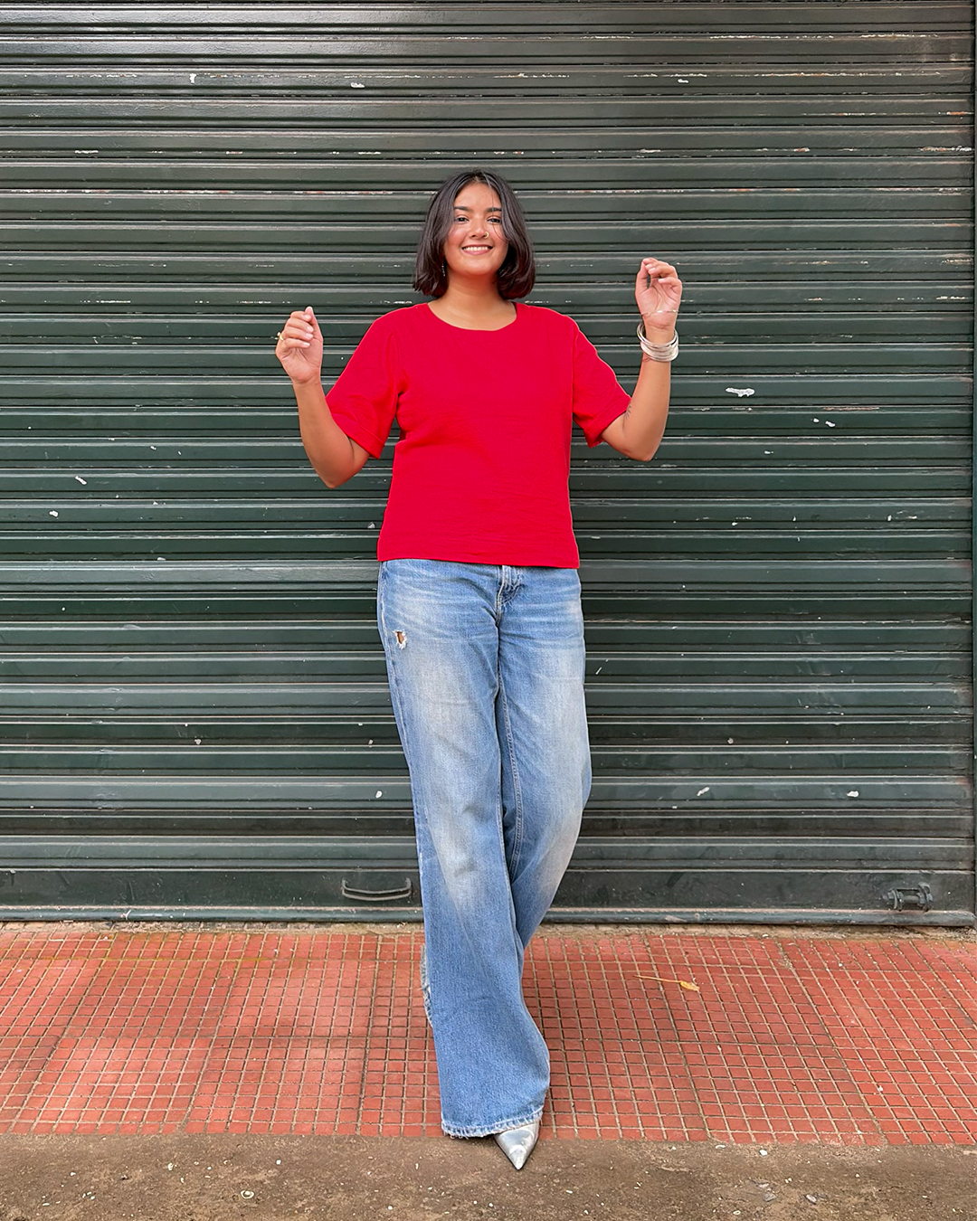 Red Cotton Linen T-shirt