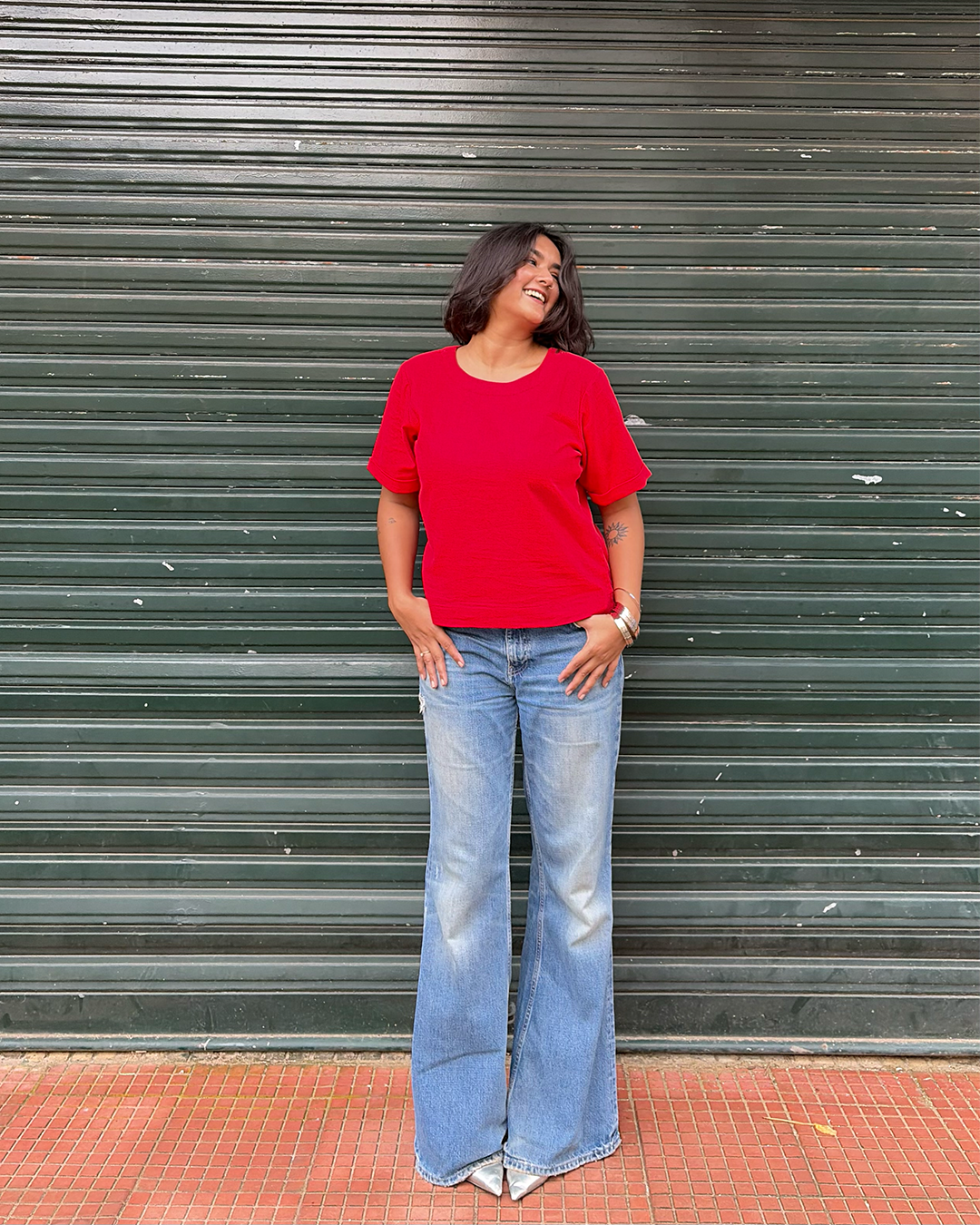 Red Cotton Linen T-shirt