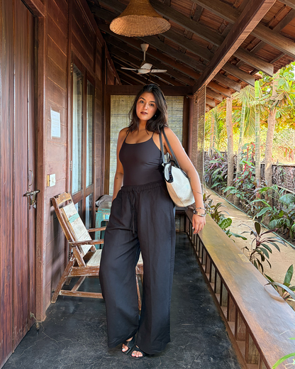 Black Linen Lobby Pants