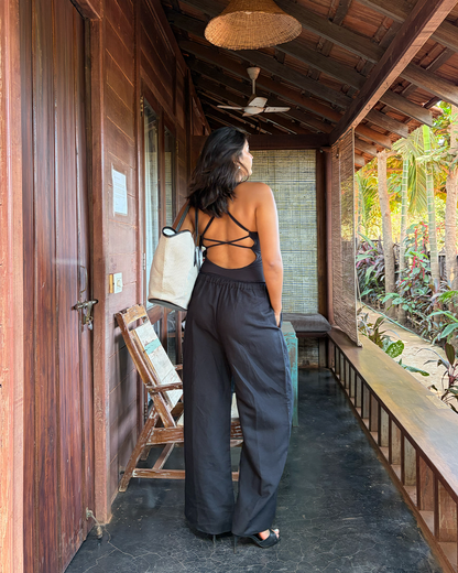 Black Linen Lobby Pants