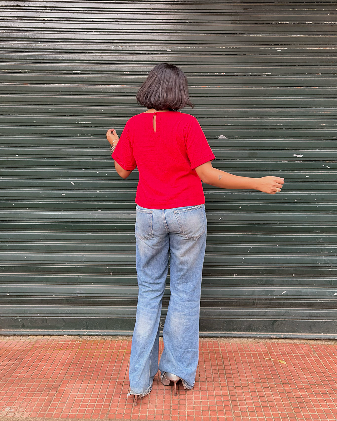 Red Cotton Linen T-shirt