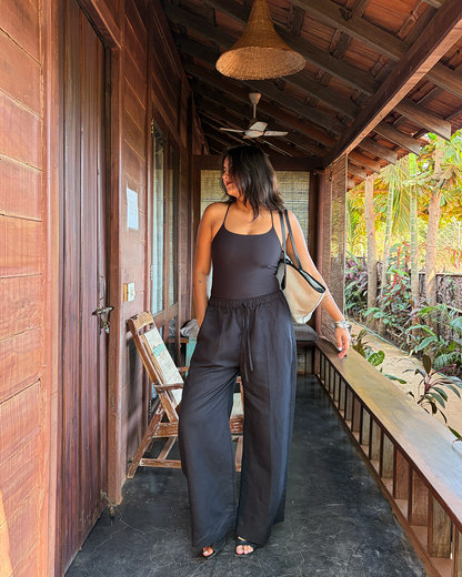 Black Linen Lobby Pants