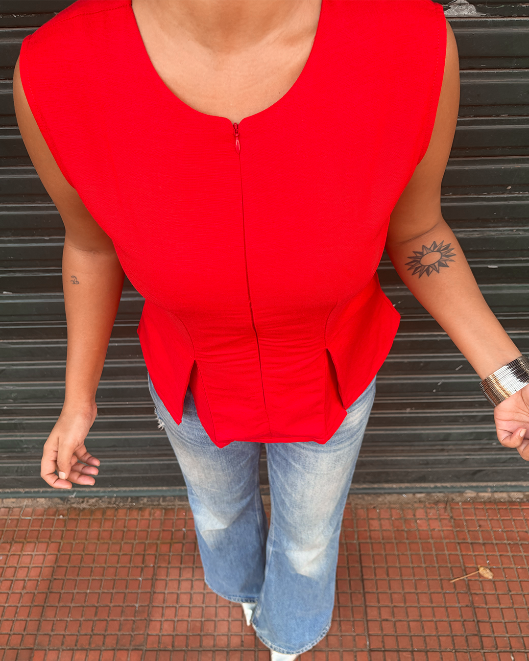 Red Zipper Top