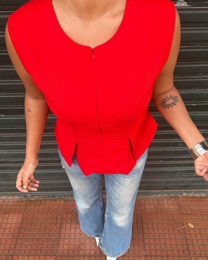 Red Zipper Top