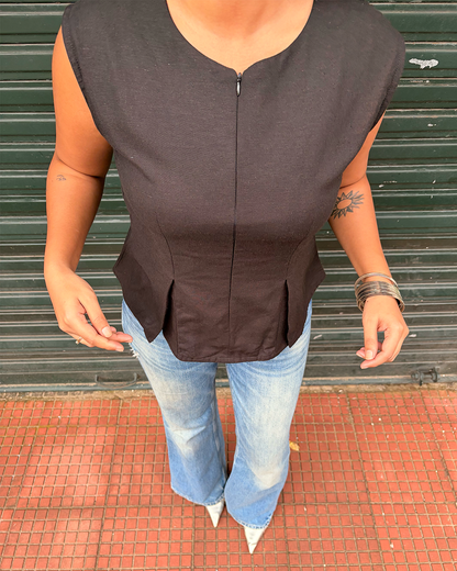 Black Zipper Top