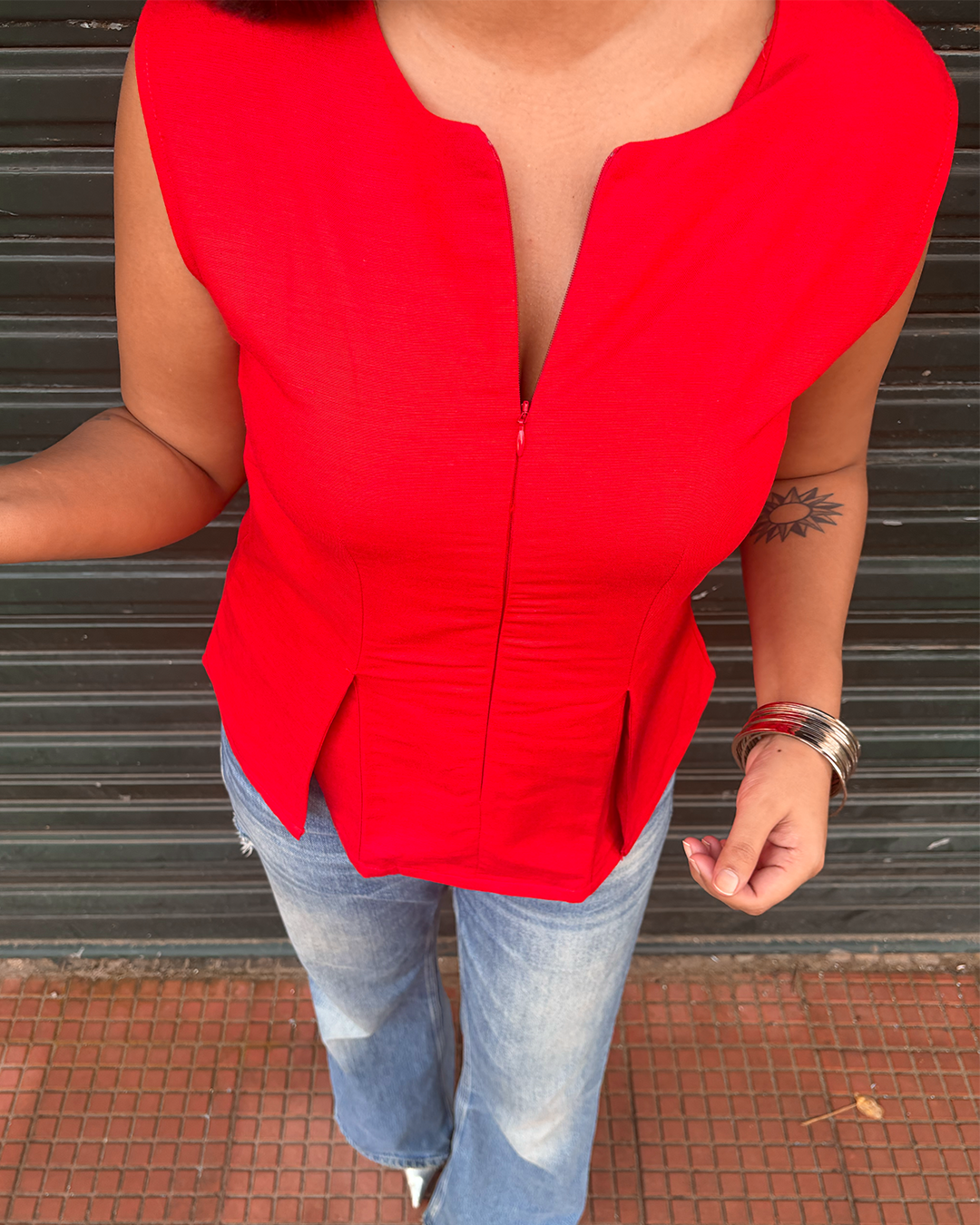Red Zipper Top
